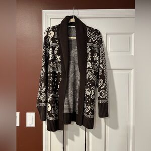 Abercrombie & Fitch Dark Brown and Cream Cardigan